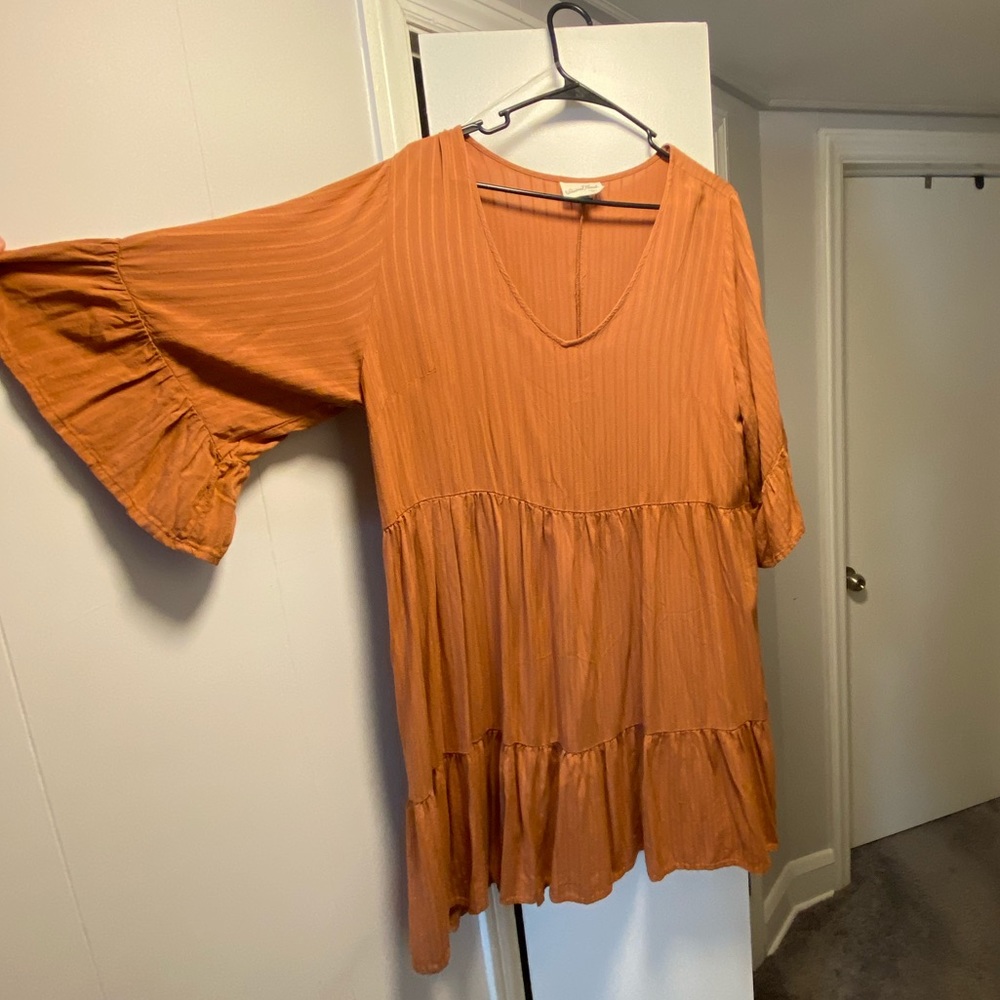 Terracotta Universal Thread 3/4 sleeve tiered swing dress